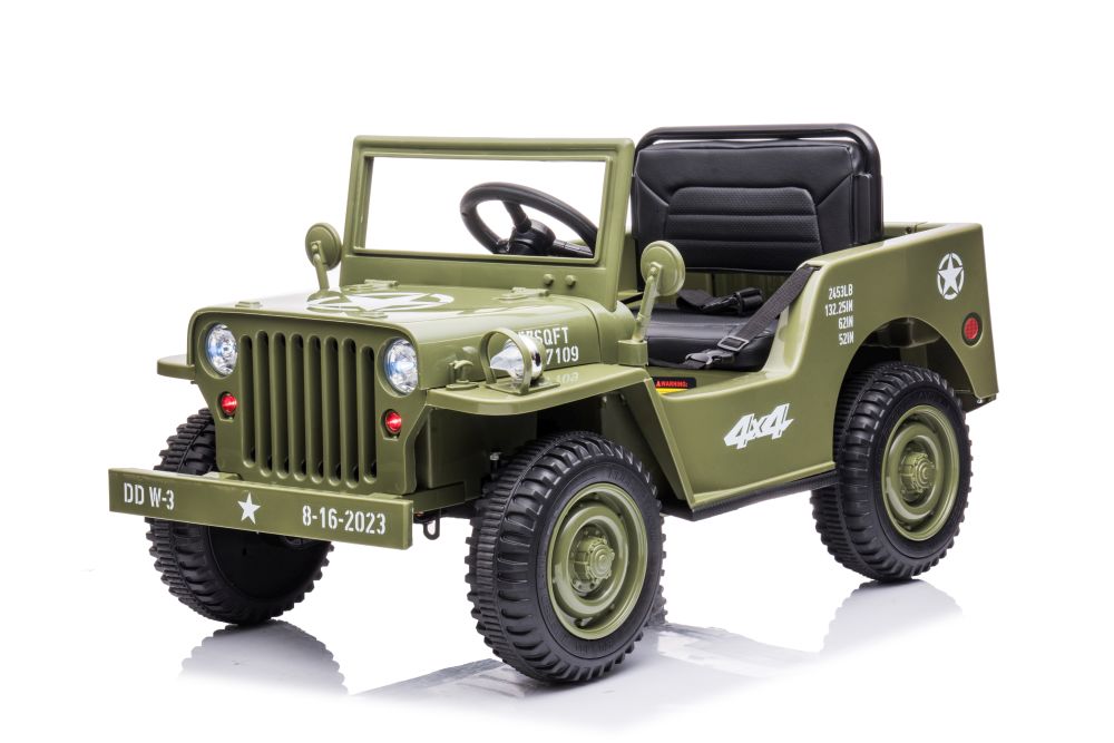 Dětský elektrický vojenský jeep willys SMALL 4x4 světle zelený