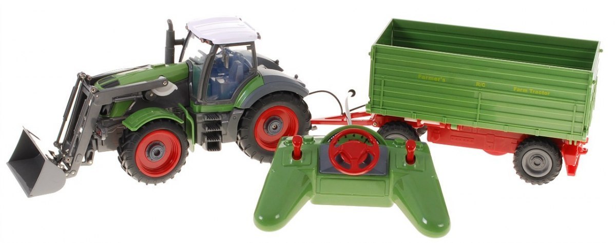 Ramiz RC traktor se zeleným přívěsem 1:28 27MHz