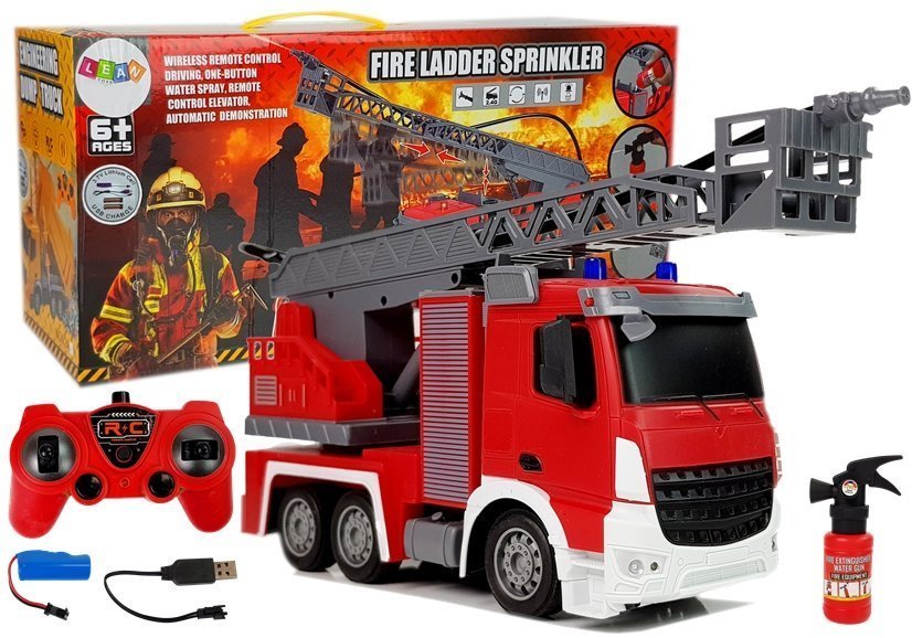 RC hasičské auto 1:12 s vodní hadicí a interaktivními funkcemi pro děti 3+