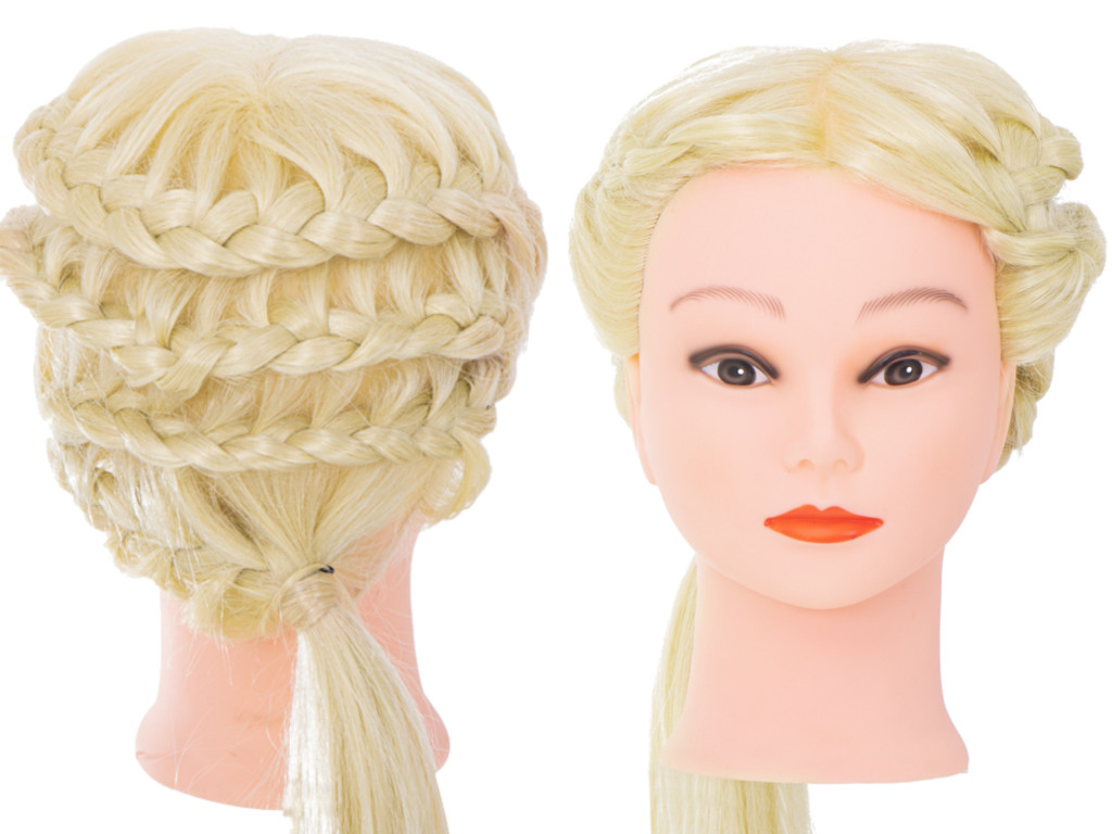 Česací hlava s přírodními vlasy blond