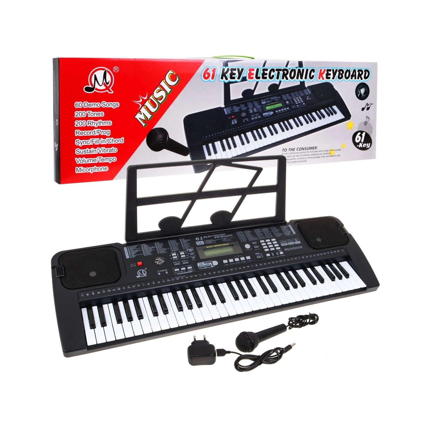 Klávesnice s mikrofonem pro děti 5+ Taktometr USB MP3 Radio - Model č. 6152