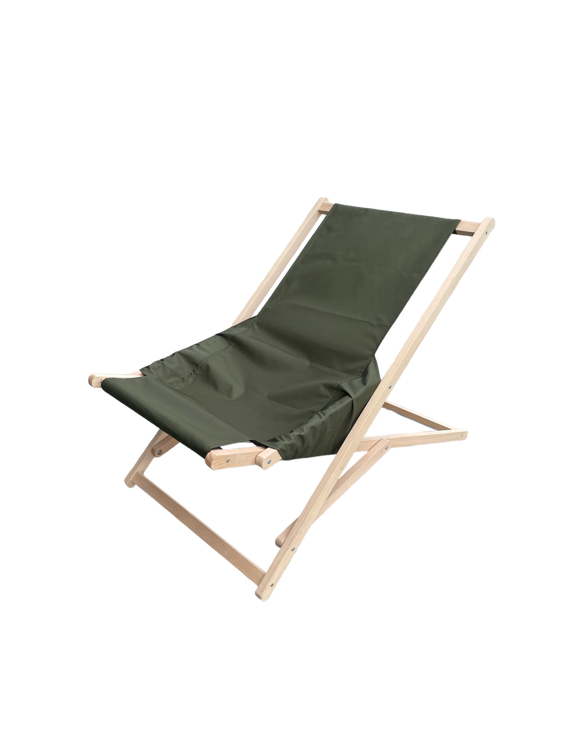 Dřevěné khaki zahradní polohovací lehátko Komfort PATIO