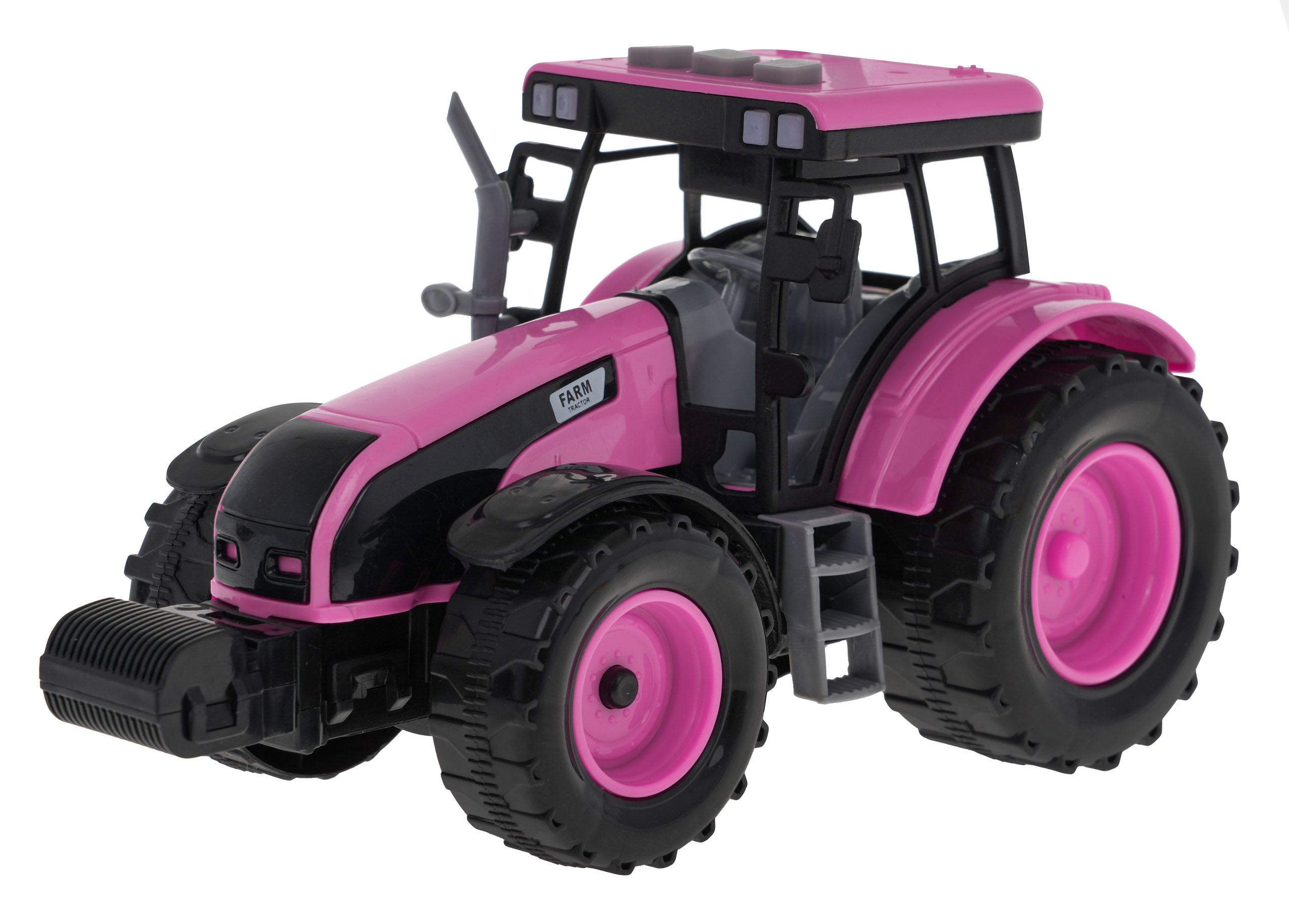 Interaktivní růžový traktor pro děti 3+ se zvuky a LED světly
