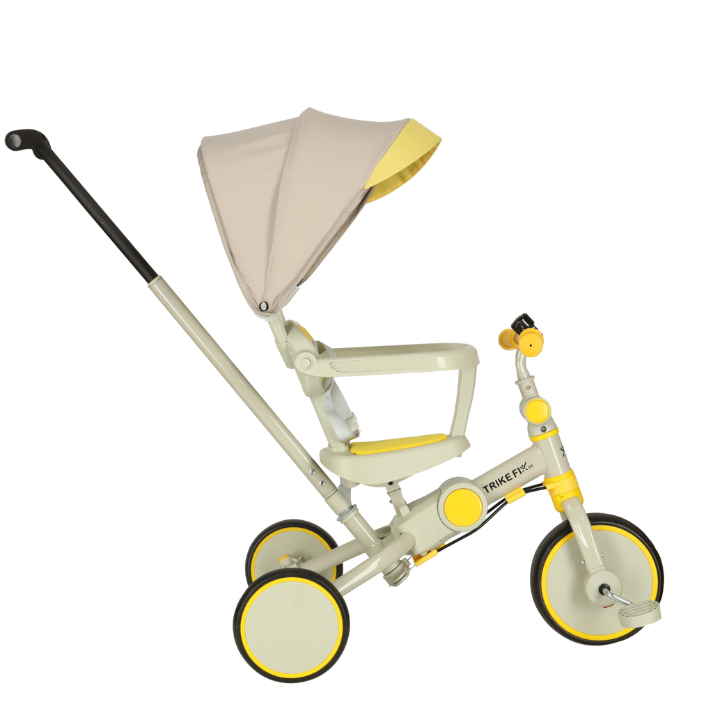 Tříkolka TRIKE FIX V4 šedá, žlutá se stříškou