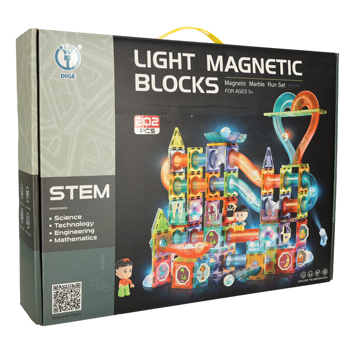 Magnetická kuličková dráha svítící 202 ks