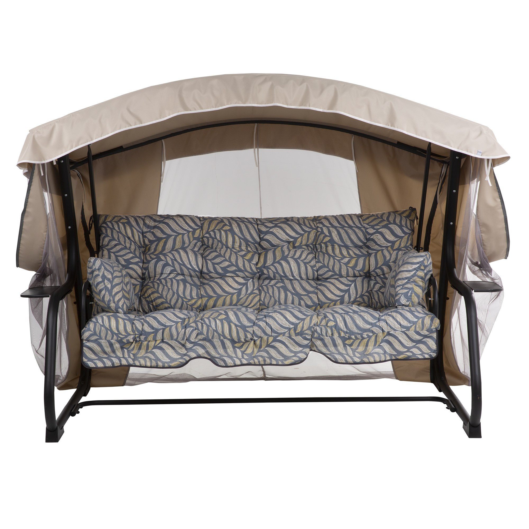 Zahradní houpačka Ravenna Lux Black Edition s moskytiérou a s bočními stolky G050-06IB PATIO