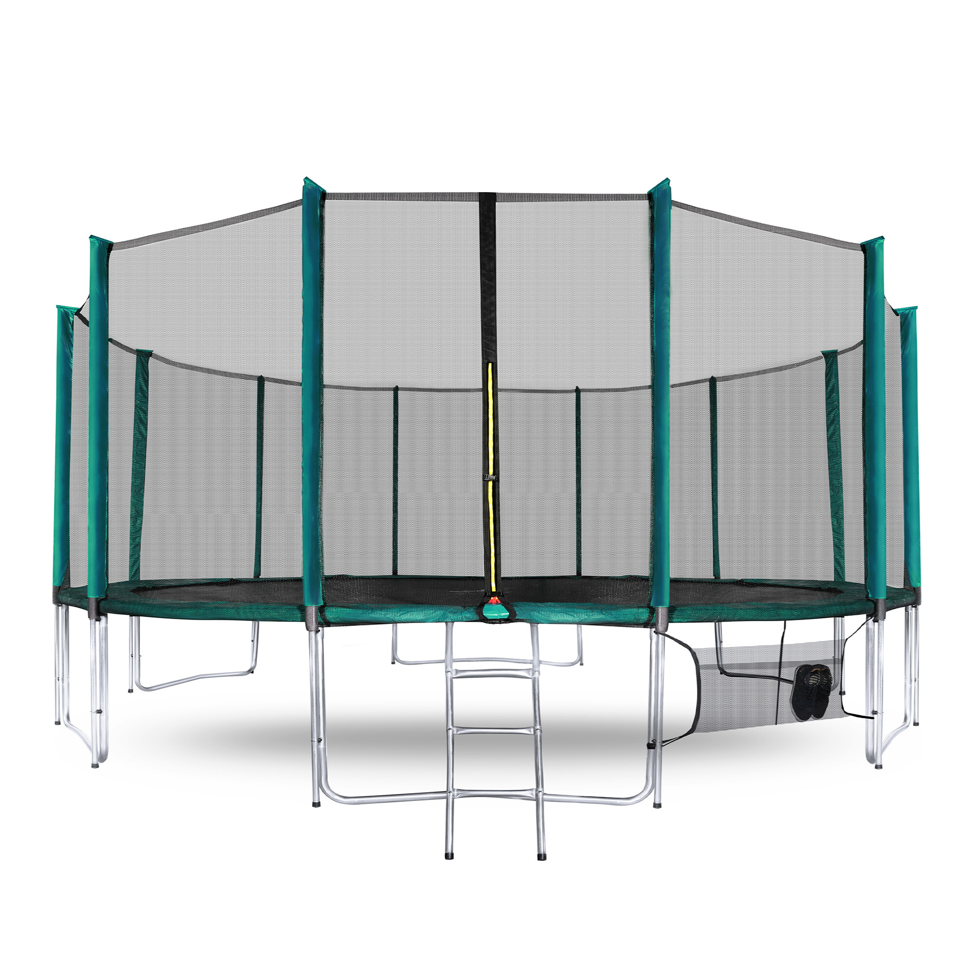 Aga SPORT PRO Trampolína 518 cm Tmavě zelená + ochranná síť + žebřík + kapsa na obuv