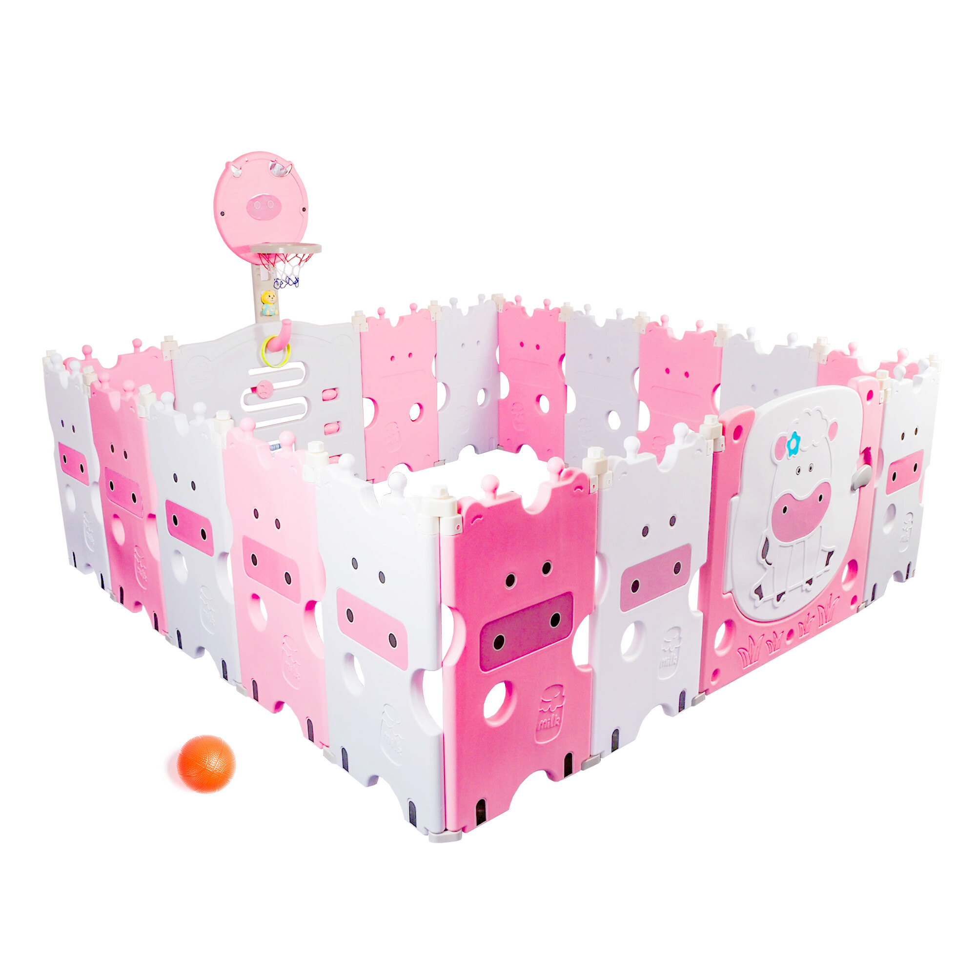 Aga4Kids Dětská plastová ohrádka 223x192x64 cm Růžová