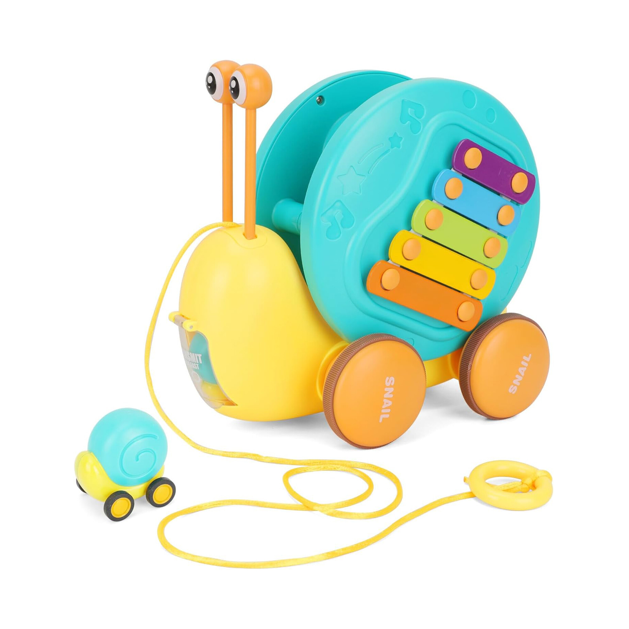 Aga4Kids Tahací šnek s xylofonem Růžový