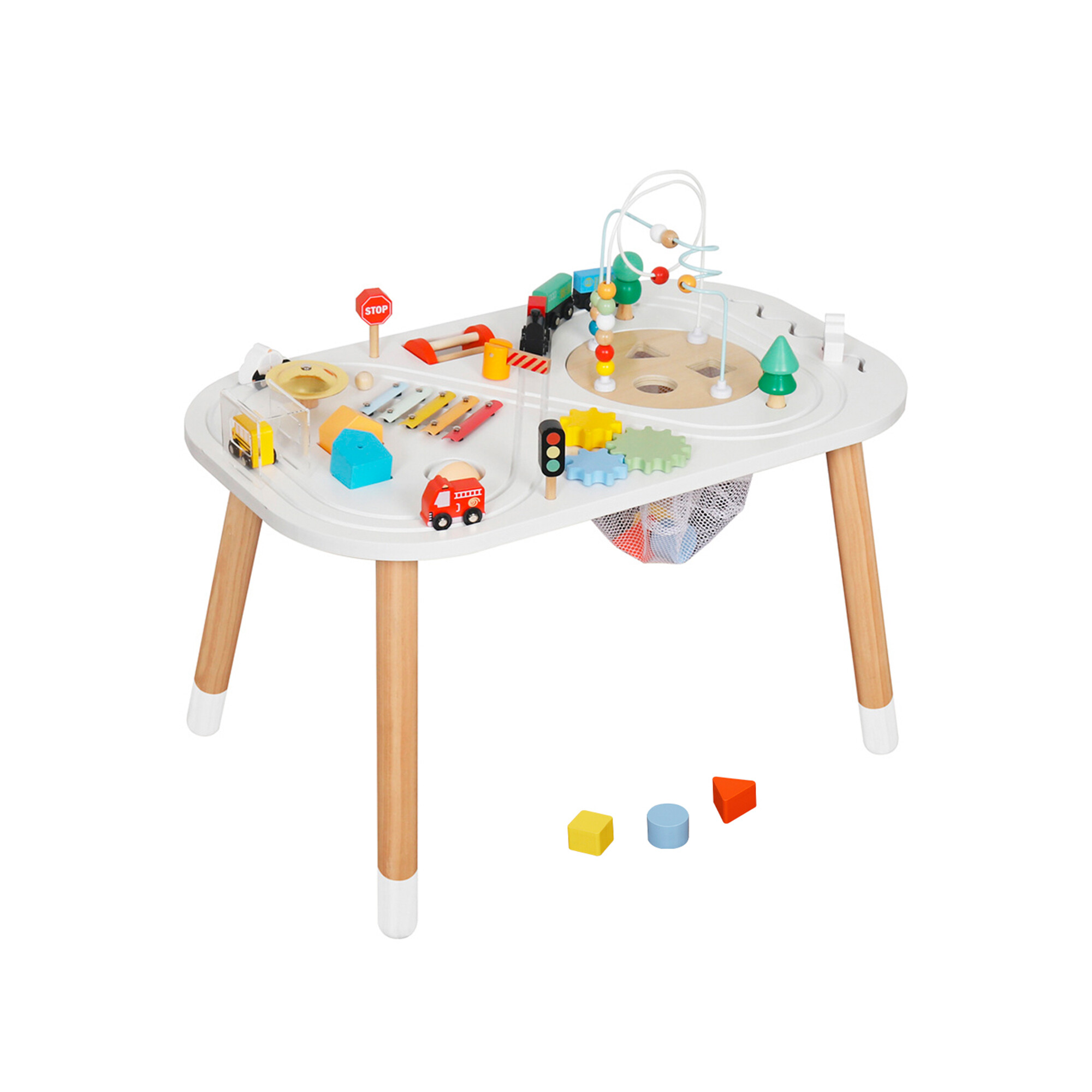 Aga4Kids Dětský montessori stůl s aktivitami a vláčkodráhou