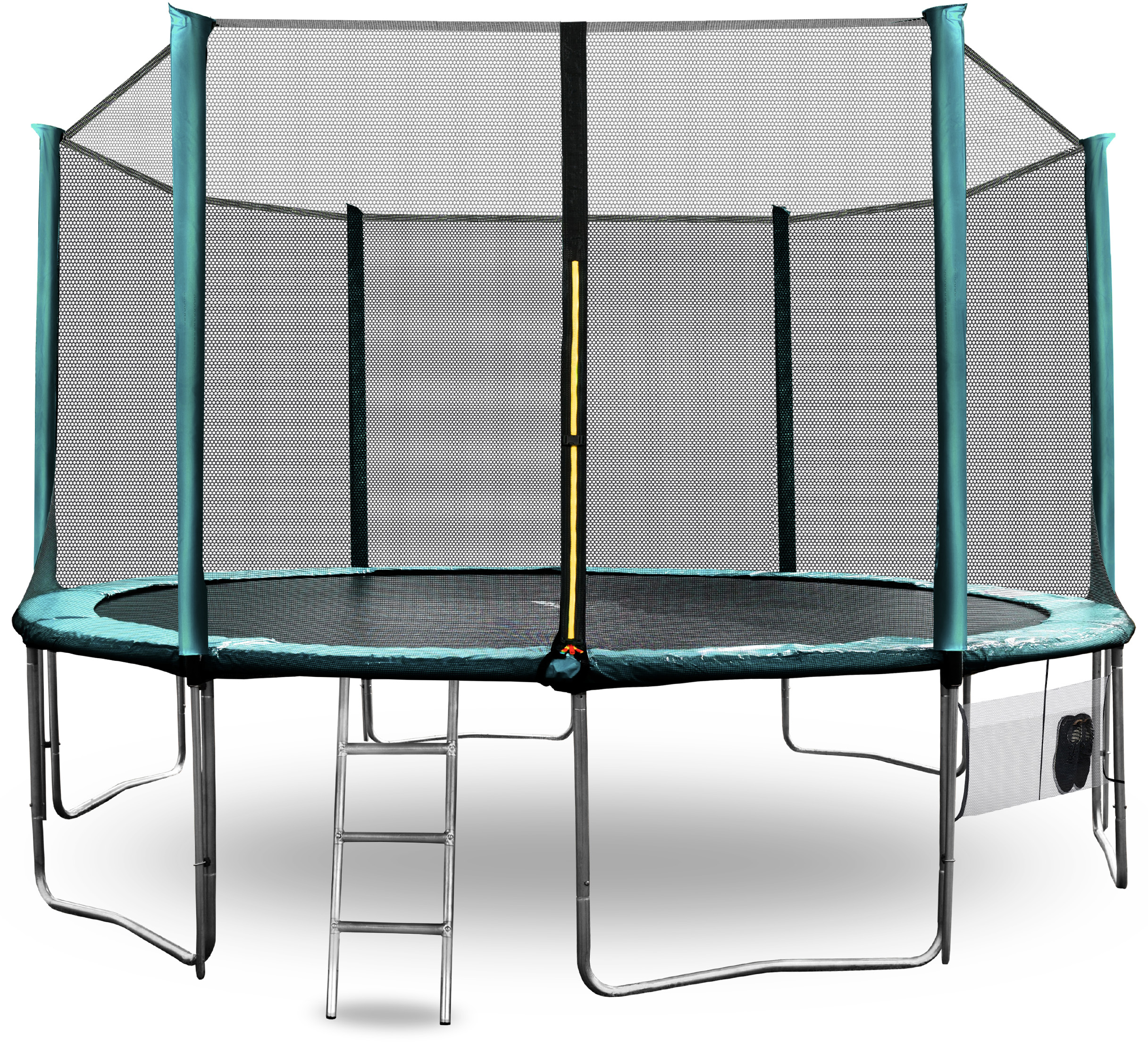 Aga SPORT PRO Trampolína 400 cm Tmavě zelená + ochranná síť + žebřík + kapsa na obuv