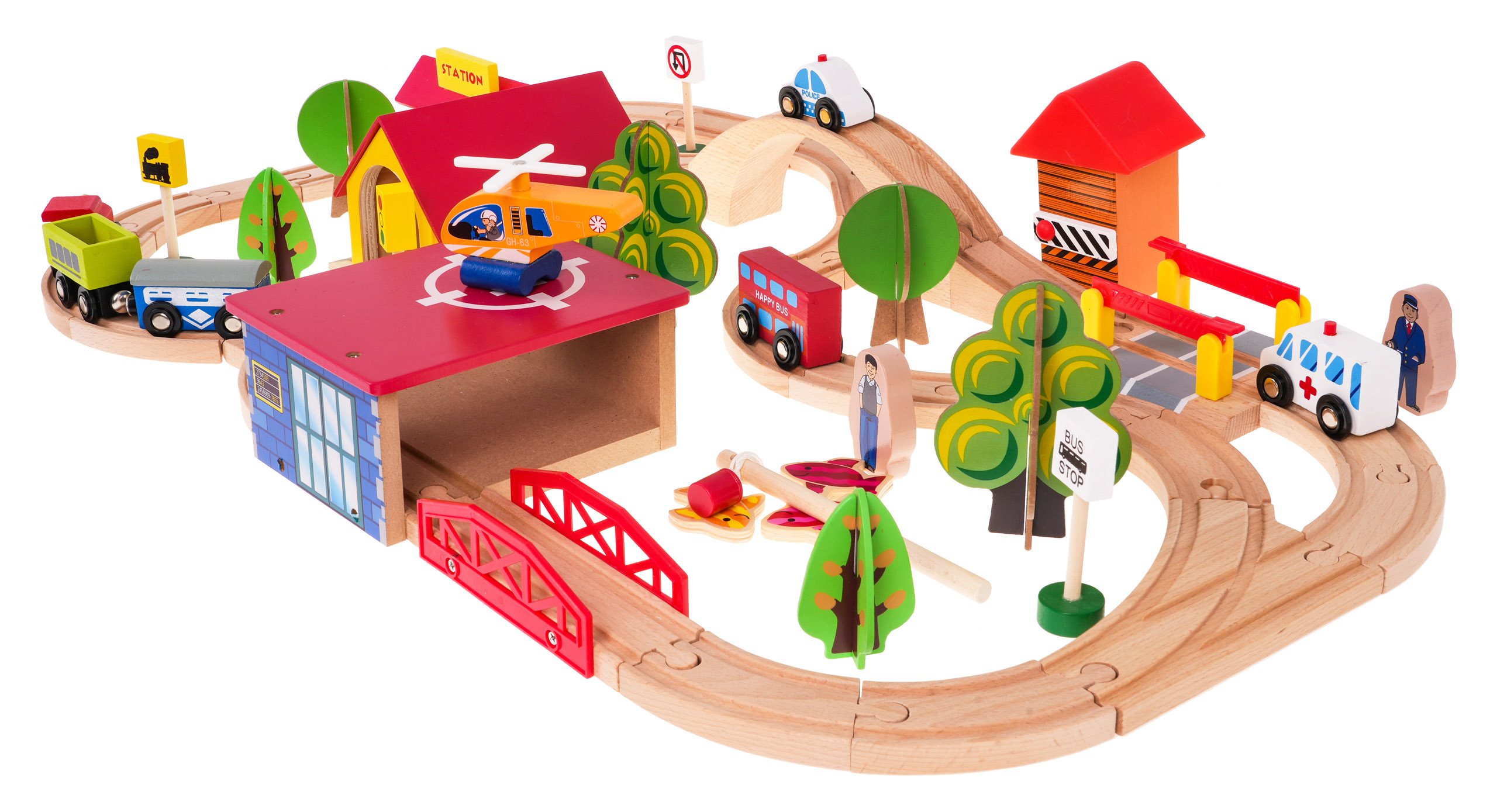 Kruzzel Dřevěná železniční souprava Dřevěný vlak 22754