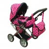 24666 kombinovany kocarek pro panenky 9346 ruzovy s cernymi puntiky