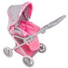 Kombinovaný kočárek pro panenky 9346 šedý s růžovými lemy