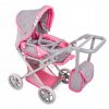 Kombinovaný kočárek pro panenky 9346 šedý s růžovými lemy