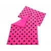 Postýlka pro panenky s oboustranným povlečením růžová s černými puntíky 2