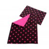 Postýlka pro panenky s oboustranným povlečením černá s růžovými puntíky 2