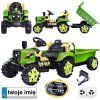 Elektrický traktor s přívěsem zelený