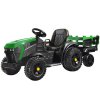 Elektrický farmářský traktor s přívěsem zelený