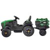 Elektrický farmářský traktor s přívěsem zelený 3