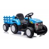 Dětský elektrický traktor New Holland s přívěsem modrý 1