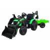 Dětský elektrický traktor STRONG s přívěsem zelený 2
