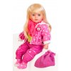 Mluvící a zpívající panenka 60 cm růžová s puntíky