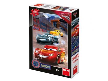 DINO CARS 3: VÍTĚZNÉ KOLO 100XL neon Puzzle NOVÉ