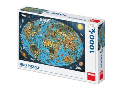 DINO KRESLENÁ MAPA SVĚTA 1000 Puzzle NOVÉ