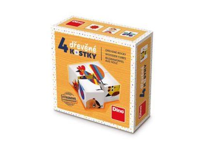 3946 dino kohout 4 drevene kostky