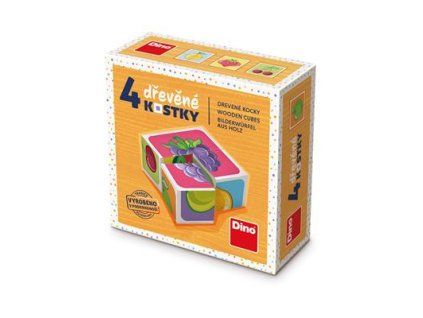 3952 dino ovoce 4 drevene kostky