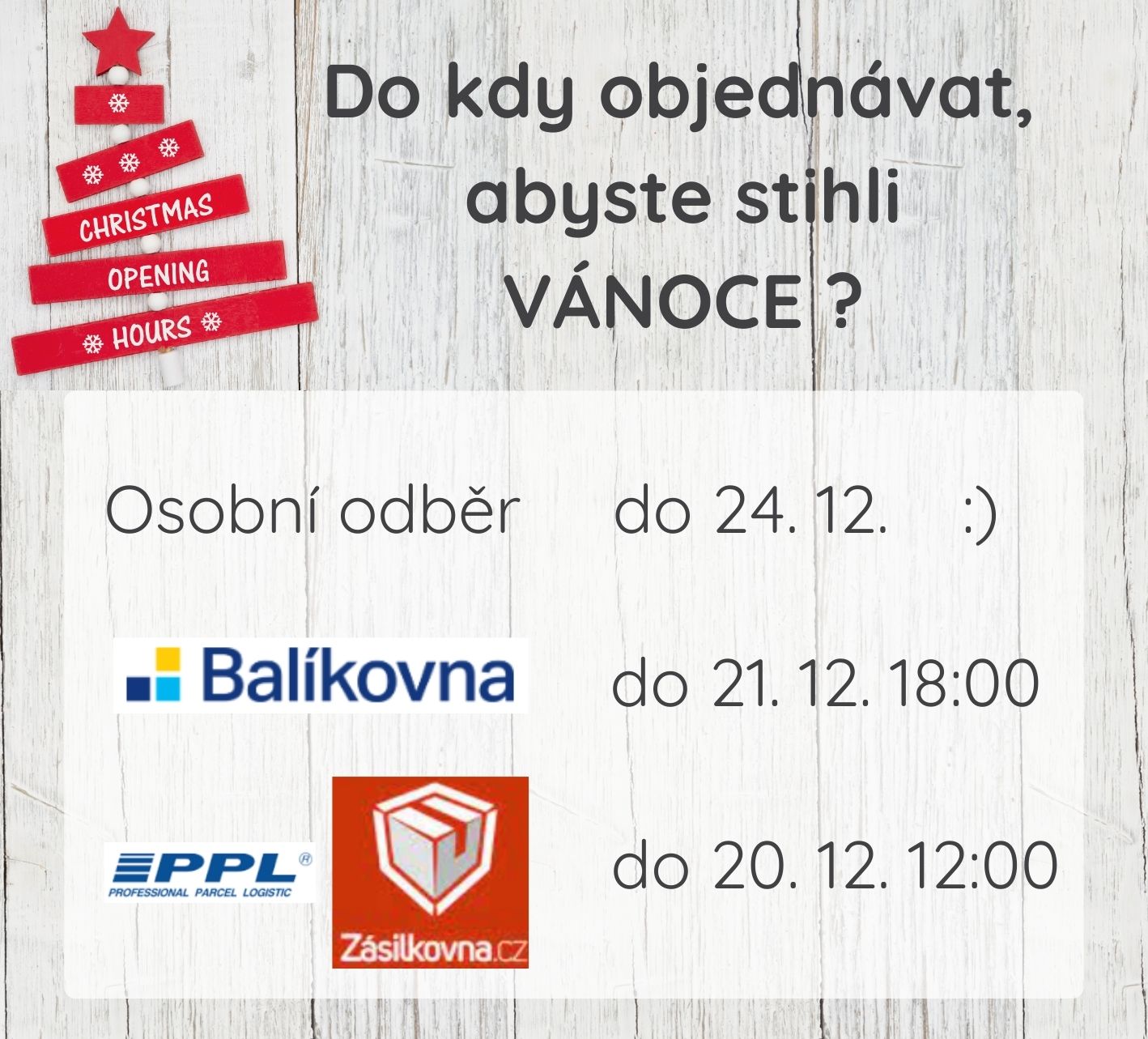 Vánoční objednávky - do kdy nejpozději objednávat?