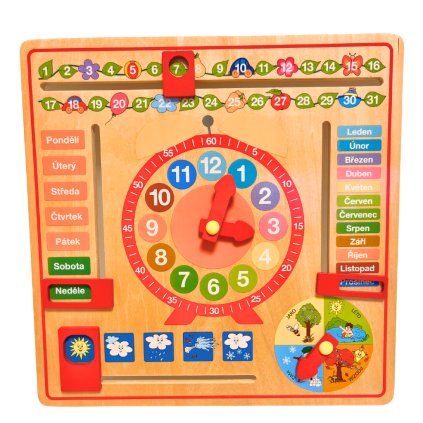 Dřevěný víceúčelový kalendář s hodinami