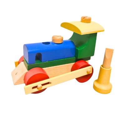 Dřevěná mašinka se šroubovákem