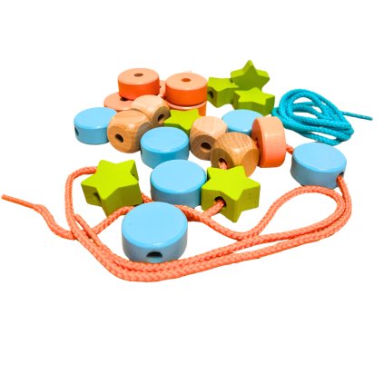 Sada dřevěných barevných korálků