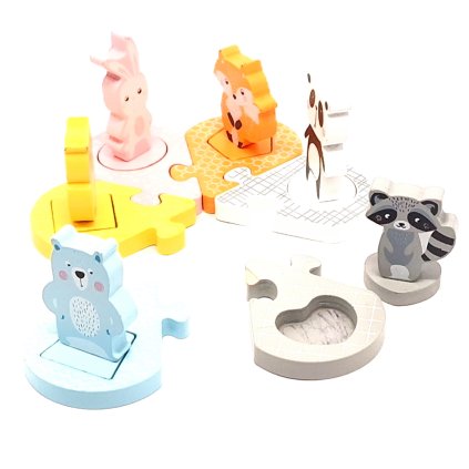 Small foot Vkládačka - Pastelové zvířátka dřevěná