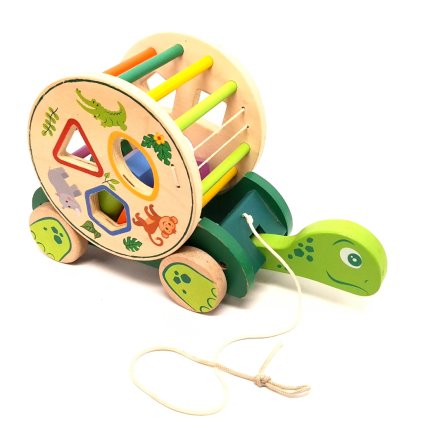 Dřevěná vkládačka na kolečkách - Želva