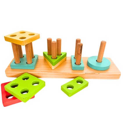 Dřevěná Montessori sada pro přiřazování tvarů