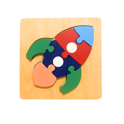 Dřevěné vkládací puzzle Raketa