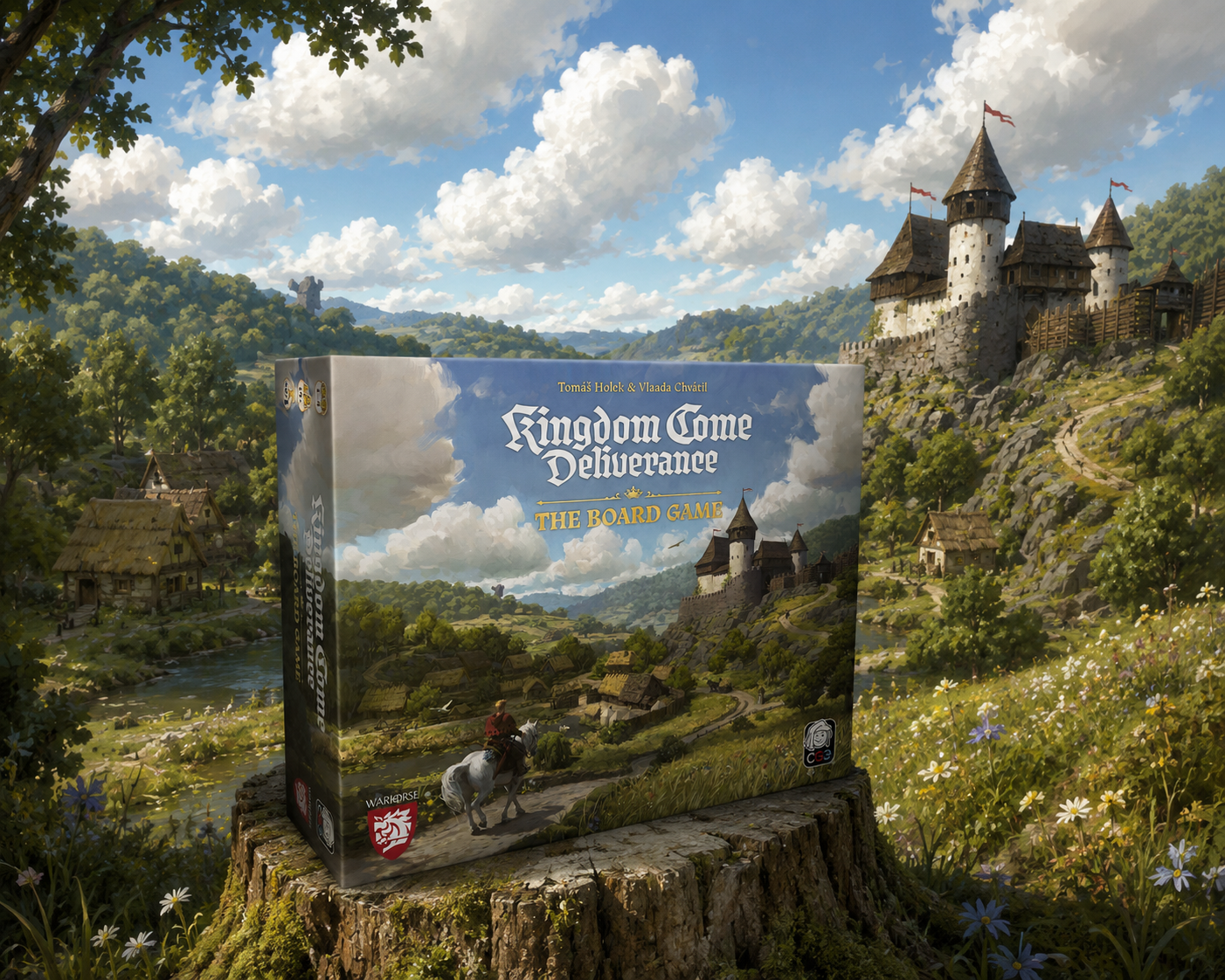 Kingdom Come: Deliverance – The Board Game in a medieval landscape