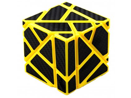 Yellow Ninja Ghost Cube with carbon fibre stickers - hlavolam
