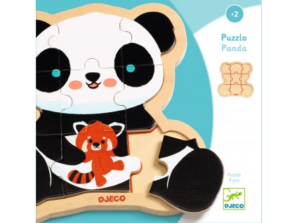 Dřevěné puzzle Panda, 9 dílků