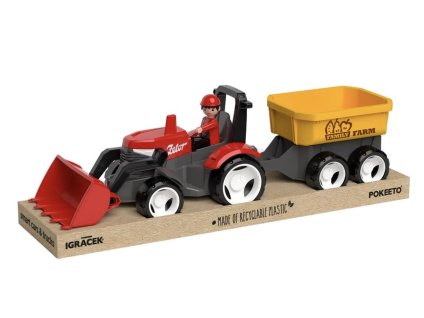 ECO MultiGO® Červený traktor Zetor s radlicí, vlekem a Igráčkem