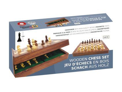Dřevěné šachy magnetické – 18 cm