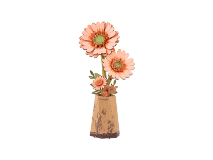 Light Orange Gerbera - dřevěná stavebnice 3D modelu gerbery