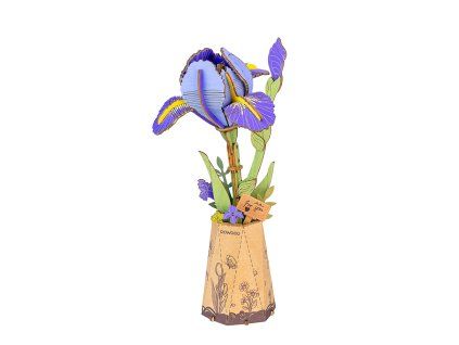 Purple Iris - dřevěná stavebnice 3D modelu kosatce