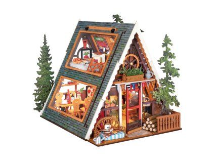 A-Frame Cabin - dřevěná stavebnice miniatury