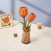 Orange Tulip - Wooden Flower Puzzle