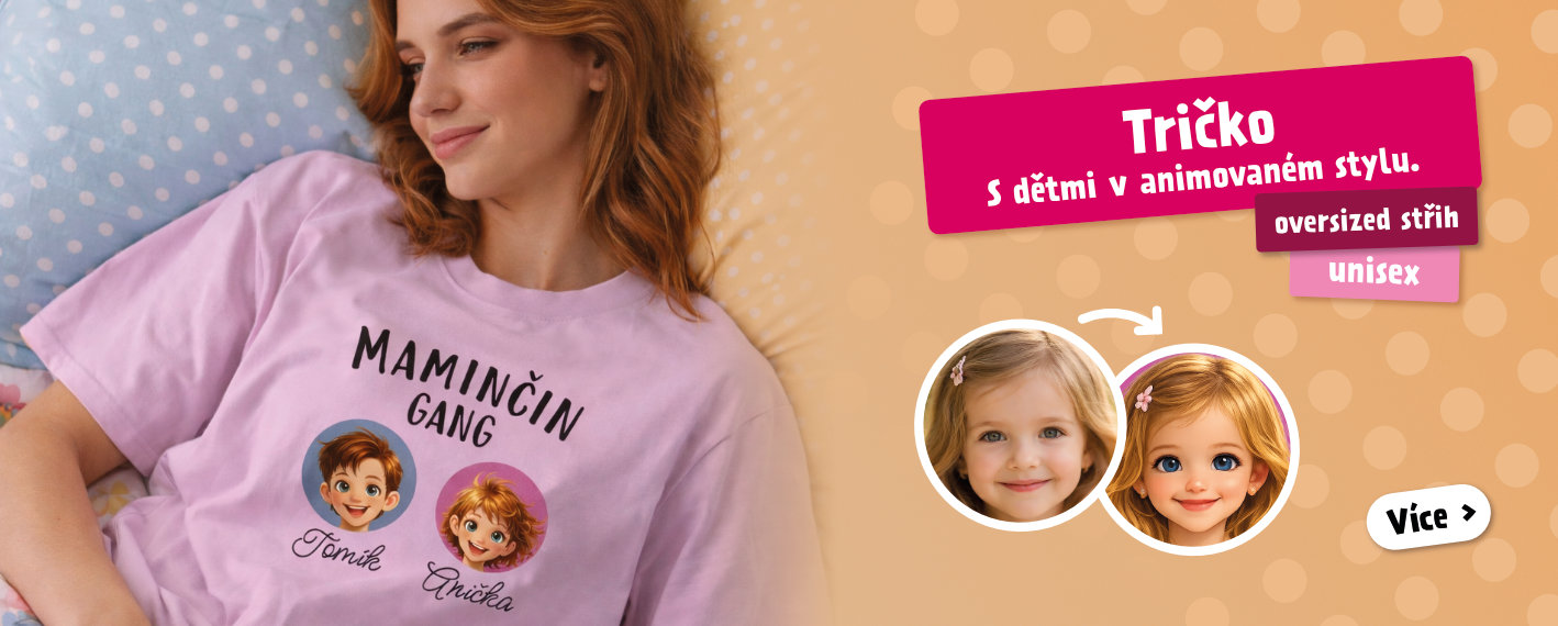 Tričko s dětmi v animovaném stylu