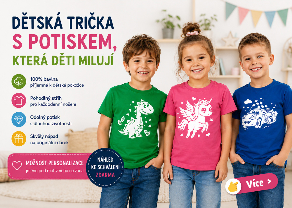 Dětská trička s motivem a jménem